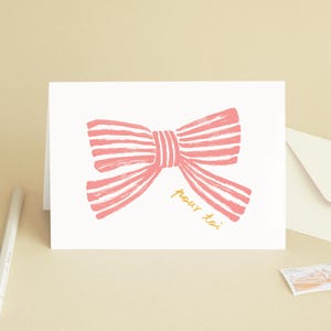Carte de vœux « Pour toi » Petite attention, amour, petit mot, cadeau, naissance - Illustration noeud rose - Message en français