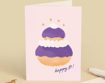 Alles Gute zum Geburtstag Grußkarte Party, Geschenk, Leckerei, Alles Gute zum Geburtstag - Lila religiöse Kuchen Gebäck Illustration