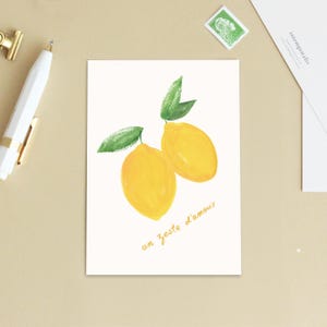 Carte postale « Un zeste d'amour » Anniversaire, petit cadeau, jeu de mots - Fruit citrons - Message en français - Petite affiche décoration