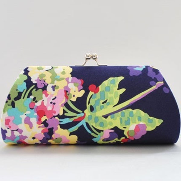 Water Bouquet in Midnight by Amy Butler..Large Clutch Purse