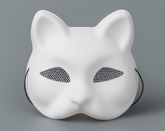 Waterproof white blank animal mask, Plastic cat dog puppy costume base, Unisex DIY furry mask for cosplay, Halloween or dress up