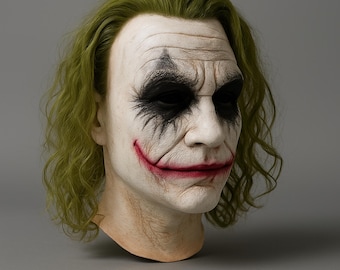 2024 Clown Latex Maske mit grünen Haaren, Bösewicht Cosplay Maske für Halloween Party, Unisex Kostümzubehör für Erwachsene in Einheitsgröße