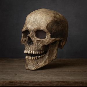 Full Skull Mask with Moveable Jaw, Realistic Human Bone Cosplay Prop for Halloween or Costume Events, Spooky Horror Accessory for Adults