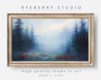 Misty Trees Frame TV Art Dark Moody Fine Art Forest Landscape Illustration Foggy Vintage Oil Painting Smart TV Screensaver Digital Download
