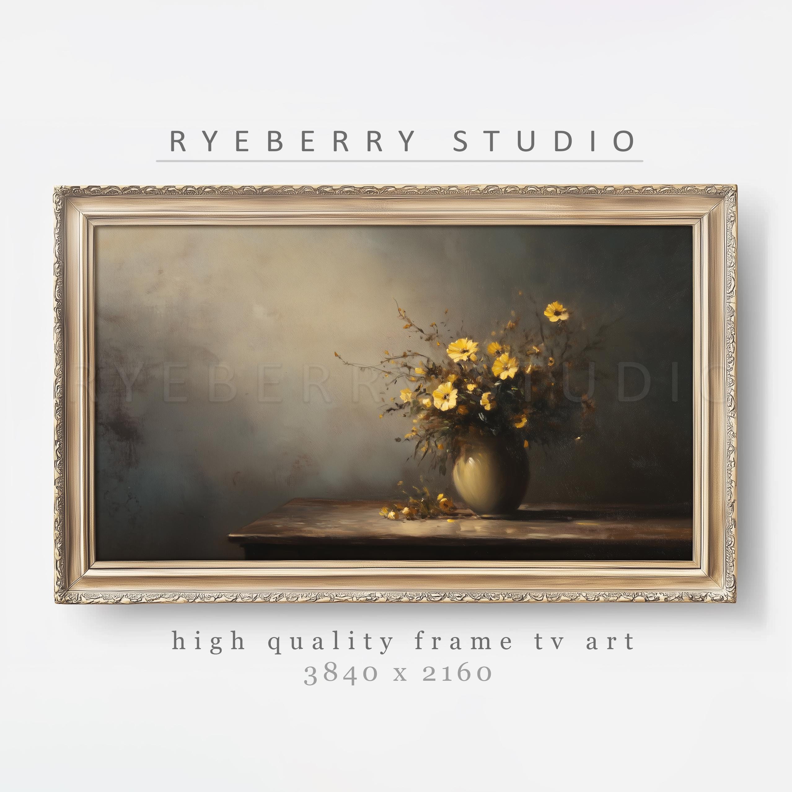 Flower Vase Frame TV Art Dark Moody Wildflower Fine Art Still Life ...