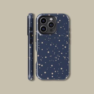 Starry Sky Design MagSafe Phone Case for iPhone 16 15 14 13 12 11 Pro Max, Dark Blue Night Aesthetic Protective Cover for Samsung Galaxy S25