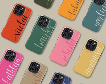 Funda con monograma personalizado para iPhone 16, 15, 14, 13, 12 y 11 Pro Max. Funda protectora con nombre personalizado para Samsung Galaxy S23, S24 y S25 Ultra.