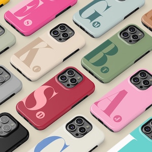 Funda personalizada con inicial para iPhone 16, 15, 14, 13, 12 y 11 Pro Max Mini Plus. Funda protectora con inicial grande para Samsung Galaxy S24 y S25.