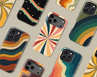 Retro Stripes Design Phone Case for iPhone 17 16 15 14 Plus 13 12 Mini 11 Pro Max, 70s Style Cover for Samsung S25 S24 Ultra S21 FE Cover