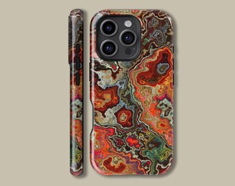 Feuer Achat Edelstein Handyhülle für iPhone 16 15 14 13 12 11 Pro Max, Marmor Schutzhülle für Samsung Galaxy S23 S24 S25 Ultra