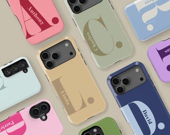 Personalised Name Design MagSafe Case for iPhone 17 16 15 14 13 12 11 Pro Max, Monogram Initial Protective Cover for Samsung Galaxy S25 S26