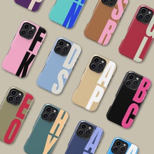 Custodia per telefono personalizzata con iniziale alta per iPhone 16, 15, 14, 13, 12 Pro Max Plus, custodia protettiva con iniziale grande per Samsung Galaxy S23, S24, S25