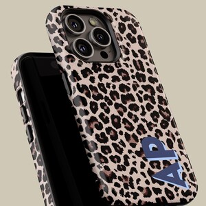 Custom Monogram Leopard Phone Case for iPhone 18 17 16 15 14 13 Pro Max Plus, Personalized Protective Cover for Samsung Galaxy S24 S25 S26 image 3