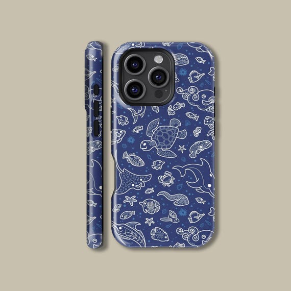Blue Sea Creature Phone Case for iPhone 16 15 14 13 12 11 Pro Max
