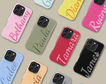 Funda personalizada con monograma inicial para iPhone 16, 15, 14, 13, 12 y 11 Pro Max. Funda protectora con nombre personalizado para Samsung Galaxy S23, S24 y S25.