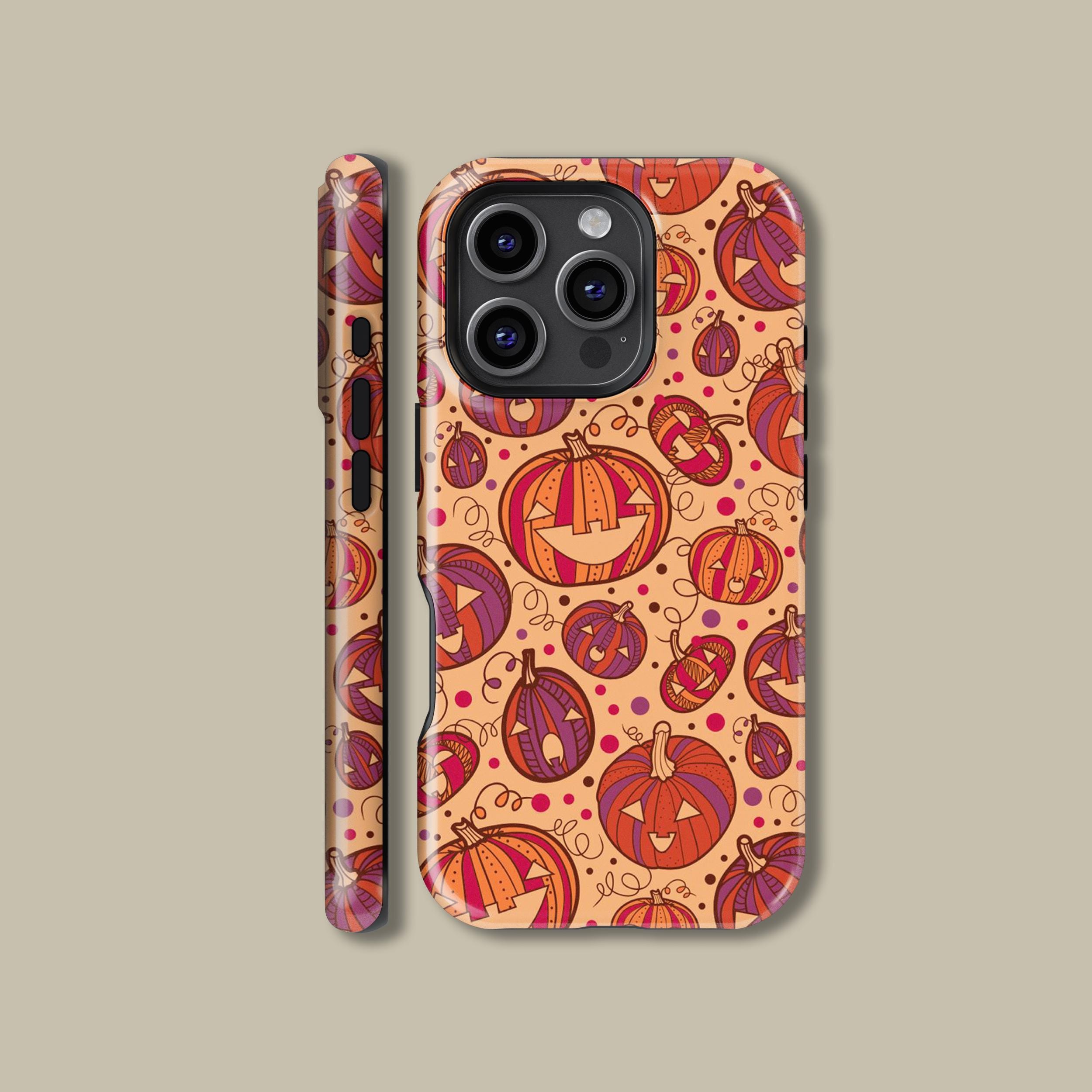 IPhone 16 15 14 13 12 11 Pro Max用ハロウィンパンプキンデザイン携帯