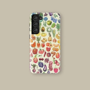 Fruit Veggie Collage Phone Case for iPhone 16 15 14 13 12 Mini Pro Max, Aesthetic Protective Cover for Samsung Galaxy S22 S23 S24 Ultra