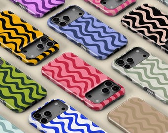 Wavy Stripes Custom Color Phone Case for iPhone 17 16 15 14 13 12 Pro Max, Distorted stripes Protective Cover for Samsung Galaxy S23 S24 S25