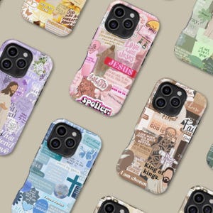 Bible Verses Inspired Phone Case for iPhone 16 15 14 13 12 Mini Pro Max, Jesus God Collage Protective Cover for Samsung Galaxy S23 S24 S25