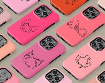 Hond moeder kerstcadeau MagSafe telefoonhoesje voor iPhone 16 15 14 13 12 11 Pro Max, aangepaste hondenoren naamcover voor Samsung Galaxy S23 S24 S25