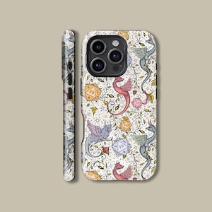 Vintage Medieval Dragon Phone Case for iPhone 16 15 14 13 12 11 Pro Max Plus , Dragon Protective Cover for Samsung Galaxy S22 S23 S24 S25