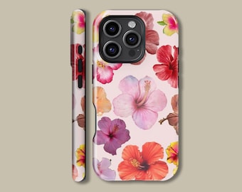 Lilies Phone Case for iPhone 16 15 14 13 12 11 Pro Max Mini Plus, Pink Lily Floral Protective Cover for Samsung Galaxy S23 S24 S25 Ultra