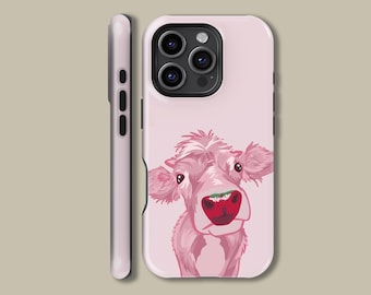 iPhone 16 15 14 13 12 11 Pro Max Plus用かわいい牛の携帯ケース、Samsung Galaxy S23 S24 S25用動物保護カバー