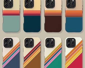 70s Style Stripes Design Phone Case for iPhone 16 15 14 13 12 11 Pro Plus Max, Retro Stripes Protective Cover for Samsung Galaxy S23 S24 S25