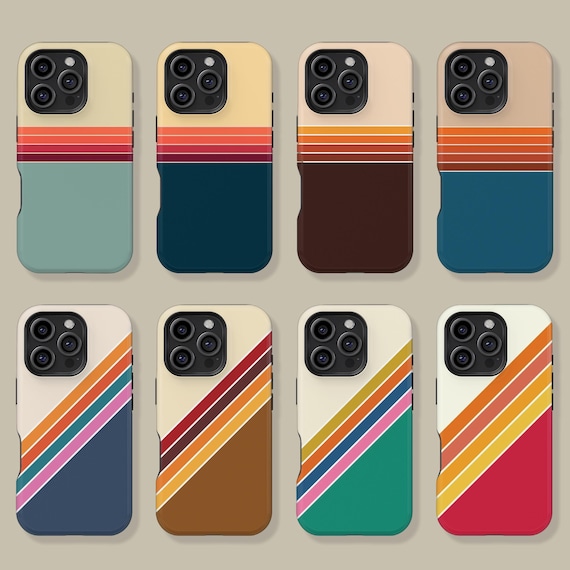 70s Style Stripes Design Phone Case for iPhone 17 16 15 14 13 12 11 Pro Max, Retro Stripes Protective Cover for Samsung Galaxy S24 S25 S26