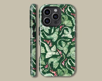 Dragon Fire Dark Green Phone Case for iPhone 16 15 14 13 12 11 Pro Max MagSafe Case, Retro Protective Cover for Samsung Galaxy S23 S24 S25