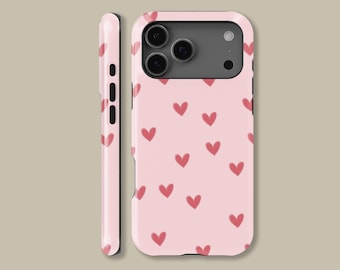 Sweet Pink Hearts Design Phone Case for iPhone 17 16, Samsung S25 Ultra Case