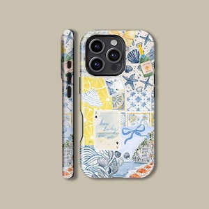 Beachy Coastal Collage Preppy Cute Aesthetic Phone Case for iPhone 16 15 14 13 12 11 Pro Max, Summer Vibes Cover for Samsung S22 S23 S24 S25
