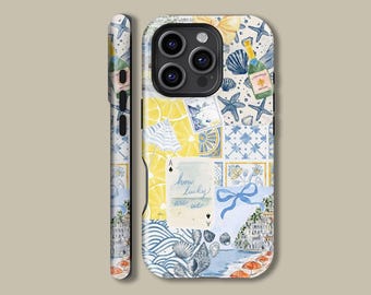Beachy Coastal Collage Preppy Cute Aesthetic Phone Case for iPhone 16 15 14 13 12 11 Pro Max, Summer Vibes Cover for Samsung S22 S23 S24 S25