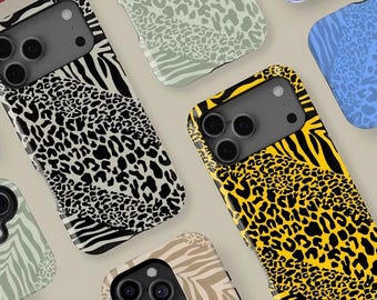 Leopard Print Phone Case for iPhone 17 16, Samsung Galaxy S25 Plus Ultra Cover