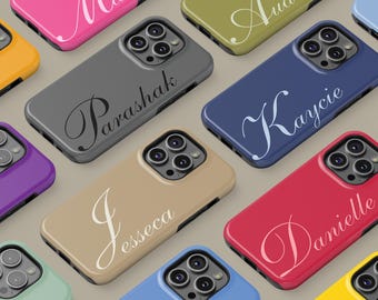 Funda personalizada con monograma inicial para iPhone 16, 15, 14, 13, 12 y 11 Pro Max. Funda protectora con nombre personalizado para Samsung Galaxy S23, S24 y S25.