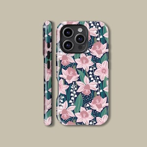 Daffodils Lily Of The Valley Design Phone Cover for iPhone 16 15 14 13 12 11 Pro Max Case, Floral Cover for Samsung Galaxy S23 S24 S25 Ultra