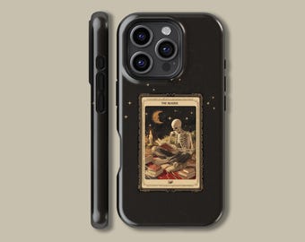 Skelett Tarot Karte Der Leser Handy Hülle für iPhone 16 15 14 13 12 Pro Max , Tarot Schutzhülle für Samsung Galaxy S24 S25 Plus Ultra