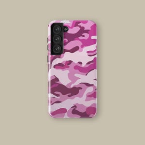Pink Camo Phone Case for iPhone 16 15 14 13 12 11 Pro Max Mini Plus, Camouflage Protective Cover for Samsung Galaxy S22 S23 S24 S25 Ultra