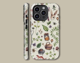 Etui na telefon Forest Garden do iPhone'a 16 15 14 13 12 11 Pro Plus Max, ochronne etui z motywem botanicznych zwierząt leśnych do Samsunga S23 S24 S25