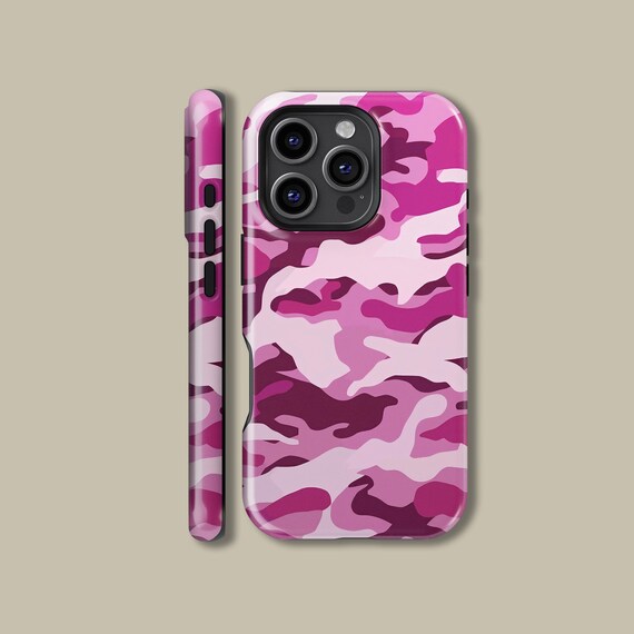Pink Camo Phone Case for iPhone 16 15 14 13 12 11 Pro Max Mini