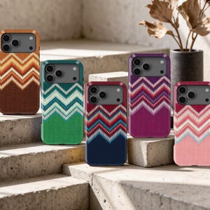 Knitted Chevron Design MagSafe Phone Case for iPhone 17 16 15 14 13 12 Mini 11 Pro Max, Fall Cover for Samsung Galaxy S24 S25 FE S26 Ultra