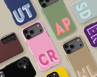Personalisierte Schatten Initial Design MagSafe Hülle für iPhone 17 16, Samsung Galaxy S24 S25