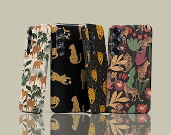 Slanke Cheetah-telefoonhoes voor iPhone 17 16 15 14 13 12 Mini 11 Pro Max, beschermhoes met wilde dierenprint voor Samsung Galaxy S24 S25 Plus