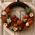 Autumn Wreath Crochet Pattern, Woodland Fox & Hedgehog Wreath, Fall Door Decor, Farmhouse Mantel Decor, Instant Download PDF