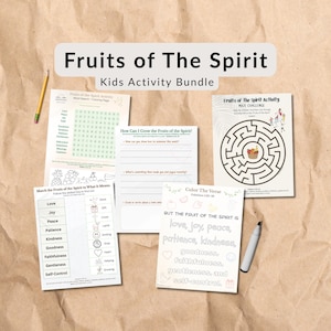 Fruits of the Spirit Activity Bundle: Bible Worksheets and Coloring for Kids (PDF Download) image 1
