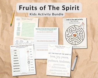 Fruits of the Spirit Activity Bundle: Bible Worksheets and Coloring for Kids (PDF Download)