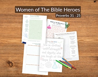 Women of The Bible Heroes Activity Bundle: Bible Worksheets and Coloring for Kids (Pdf Download).