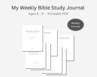 Weekly Bible Study Journal for Kids Ages 6–9 | Christian Printable PDF