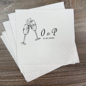 Personalized Monogrammed Napkins, Wedding Champagne Cocktail Napkins, Bridal Shower Napkins, Wedding Party Napkins