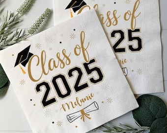 Personalized Graduation Party Disposable Napkins, Class Of 2025 Napkins, Custom Grad Party Decor, Senior, Cocktail Napkin